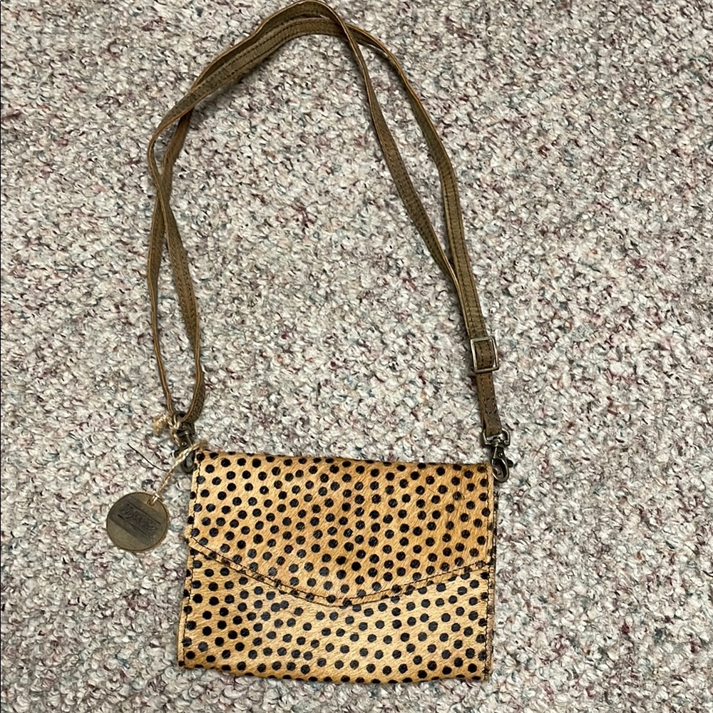 Leather fur Polka Dot adjustable strap Crossbody/sholder Bag/wallet